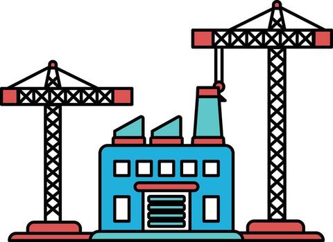 un edificio con grúas en el antecedentes vector