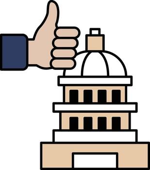 un pulgares arriba es dado a un edificio ese es el Capitolio edificio vector