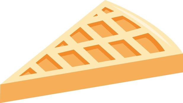 A single slice of waffle, triangular in shape, with a grid pattern, isolated on a white background. vector