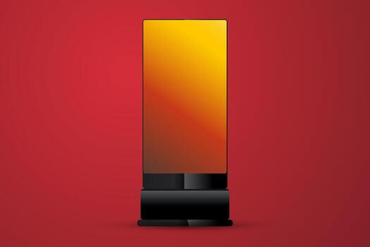 The Stand Mockup of LED design on red background used in Technology presents the digital data illustration vector