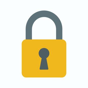 Yellow and gray padlock icon with keyhole on white background Keywords, padlock, lock, security vector