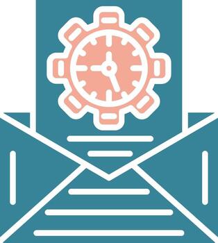 An envelope with a clock and gears inside vector