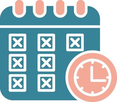 A calendar with check boxes and a clock vector