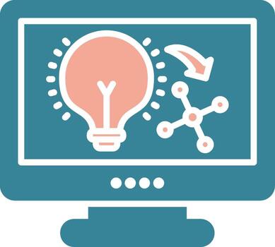 un computadora pantalla con un idea bulbo y un red conexión vector