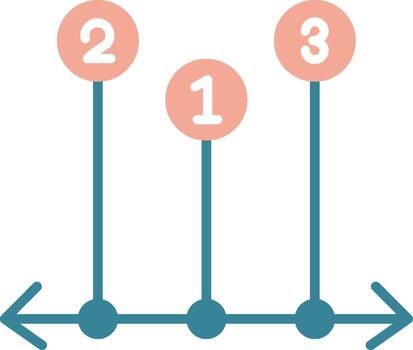 A diagram of three arrows pointing to different numbers vector