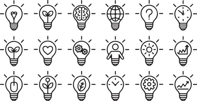 Light Bulb Idea Set Thin Line Icons vector
