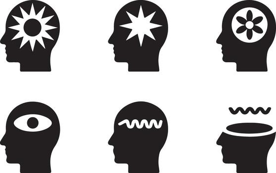 Mind Icons Set Brainstorming Idea Thinking Concept vector