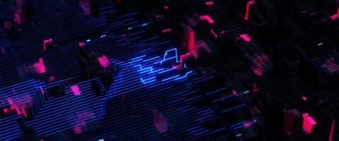 circuito griglia ciclo continuo astratto rosso e blu dati Rete animazione video