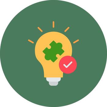 un ligero bulbo con un rompecabezas pedazo en eso y un garrapata marca vector