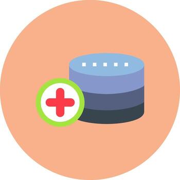 A flat icon of a database with a red cross on it vector