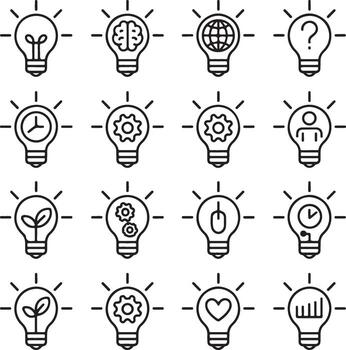 Light Bulb Idea Set Thin Line vector
