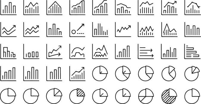 Business Chart and Graph Icon Set Illustration on Plain Field vector
