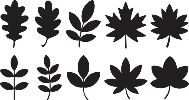 Leaf Silhouette Set on Simple Grey Pattern vector