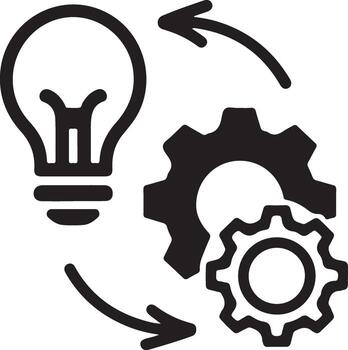 Idea and Process Icon with Lightbulb and Gears vector