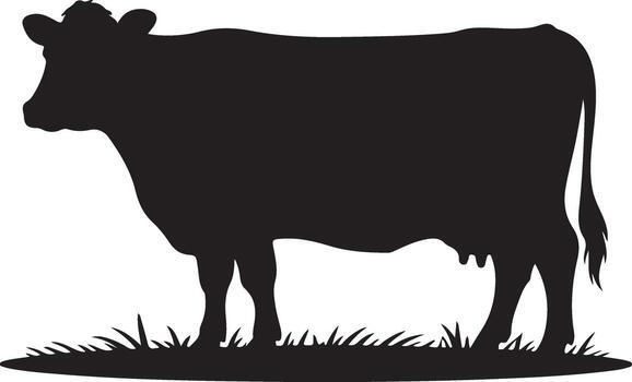 Silhouette of a Standing Cow Grazing in a Field on a Transparent Background for Design Use vector