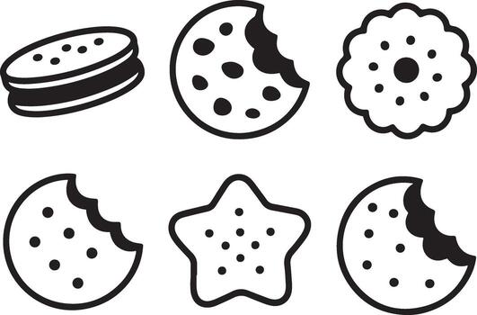 Cookie Collection Silhouette Illustration with Bite Marks and Various Shapes Design vector