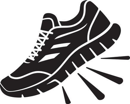 Silhouette Running Shoe with Speed Lines Graphic Illustration on Transparent Background Design vector