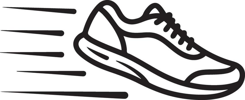 Outline Running Shoe with Speed Lines Graphic Illustration on Transparent Background Design vector