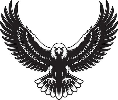 Symmetrical Eagle with Spread Wings and Intricate Feather Details on Transparent Canvas vector