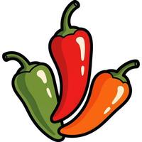 Red, green, and orange chili peppers vector