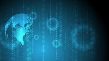 Technology motion design with smooth globe and binary code video