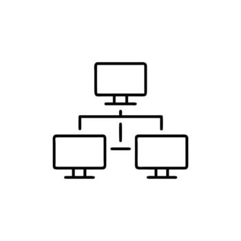 Network Topology Diagram in Outline Style with Connection, Background vector