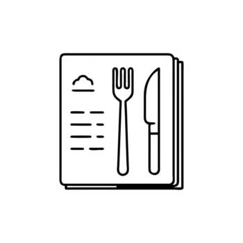 Menu Book with Fork and Knife Icon Style on Background Restaurant vector
