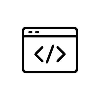 codificación símbolo en web navegador en contorno estilo y antecedentes vector
