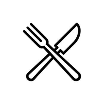 Simple Crossed Fork and Knife Icon Cutlery Design with Background vector