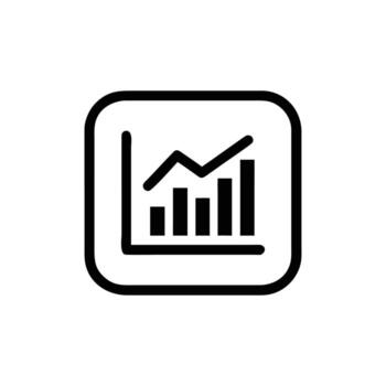 minimalista bar gráfico creciente tendencia diagrama en redondeado cuadrado contorno forma vector