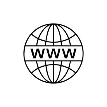Www Text Inside Globe Icon Outline Style on White Background Internet Technology vector
