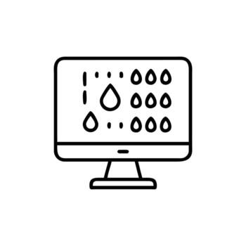 Raindrops on Monitor Icon with Background Simple Rainy Weather Concept vector