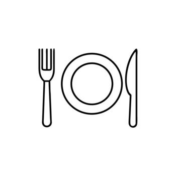 Plate with Fork and Knife Minimalist Style on White Background vector