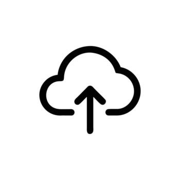 Simple Icon of Cloud with Arrow Pointing Upward on Background vector