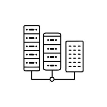 conectado servidores red icono contorno estilo aislado en antecedentes vector