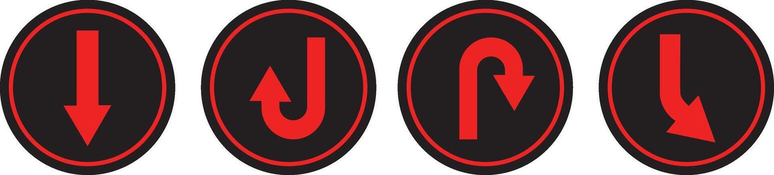 Arrow Symbols Circular Navigation Direction Icons. vector