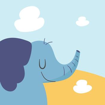 an elephant is standing in the field with clouds in the background vector