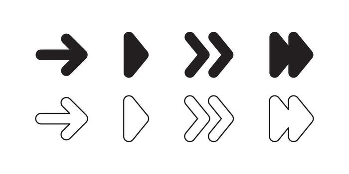 flechas lineal íconos colocar. web icono conjunto vector