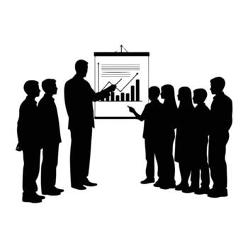 Presentation group analyzing chart business meeting vector