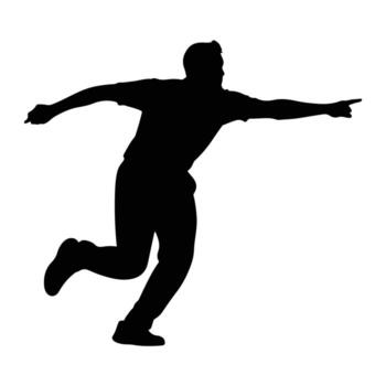 Man pointing forward in motion silhouette action vector