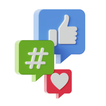 três discurso bolhas com uma coração e uma gostar png