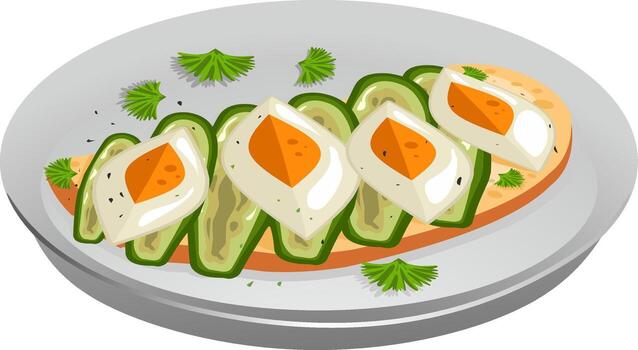 Egg and Cucumber Toast vector