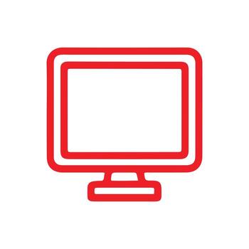 A red computer monitor icon on a white background vector