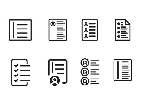 Set of various document and list icons isolated on white background vector