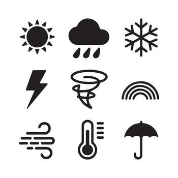 Collection of symbolic representations of various weather conditions vector