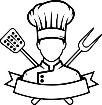 Art of chef with spatula and fork vector