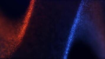 futurista abstrato partículas do azul e laranja luz Formato rodopiando geométrico padrões contra uma Sombrio fundo, criando uma dinâmico, tecnologicamente avançado digital onda efeito. desatado ciclo video