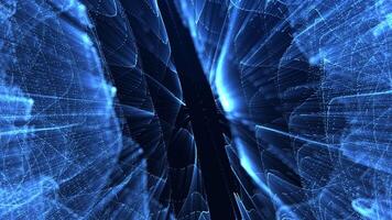 Abstract background of bright beams of light, moving technological lines with wave energy. Concept of connection, big data, futuristic background. Visualization of a flow of big data particles video