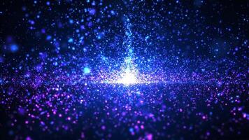 abstrakt, färgrik ström av ljus partiklar. skön bokeh och gnistrande prickar stiga och är upplyst förbi ljus. sömlös looping animation. video