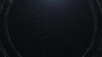 Abstract glowing elegant wave of particles and dots in circle shapes moving on blue luxury background, big data visualization, futuristic and digital background, 3D, 4K, seamless loop video